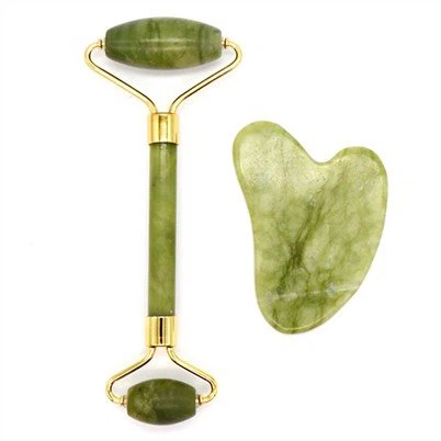 Conjunto de rolos de jade verde escuro