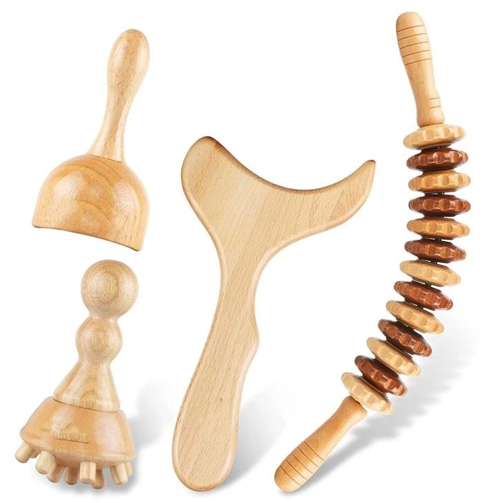 Ferramentas de massagem com terapia de madeira 4pcs