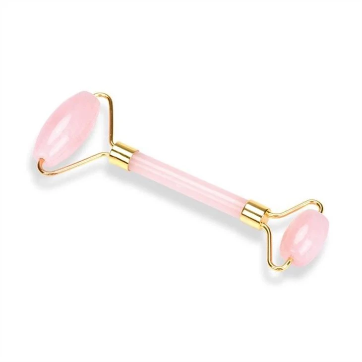 Rolo de massagem de quartzo de rosa de rosa de plástico