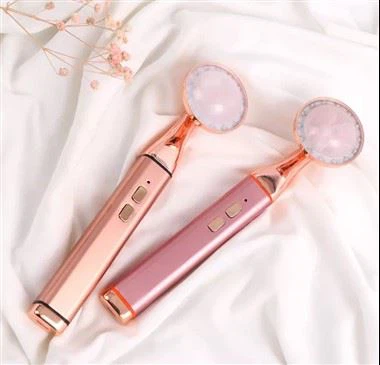 Rolo de jade facial de quartzo rosa ouro 24k