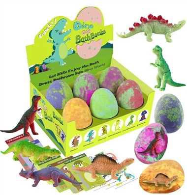 Bombas de banho surpresa com brinquedos de dinossauros para crianças