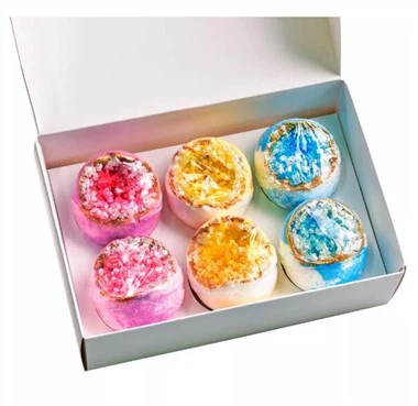 Bombas de banho de cristal colorido orgânico com sais do mar com sais do mar