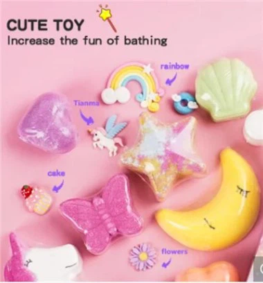 Bombas de banho de arco -íris com brinquedos dentro